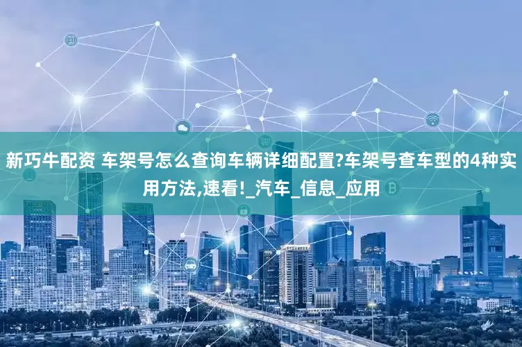 新巧牛配资 车架号怎么查询车辆详细配置?车架号查车型的4种实用方法,速看!_汽车_信息_应用
